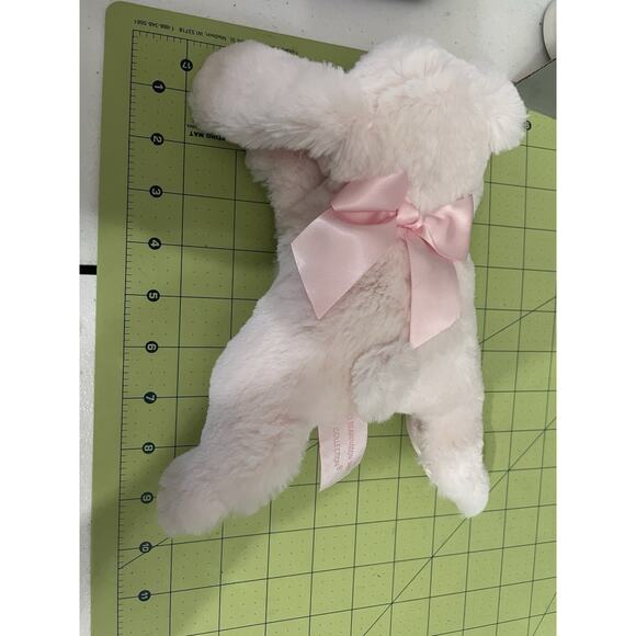 Bearington Baby Collection Bunny Tail Rabbit Plush Toy Rattle Laying Lovey Satin - Picture 7 of 11